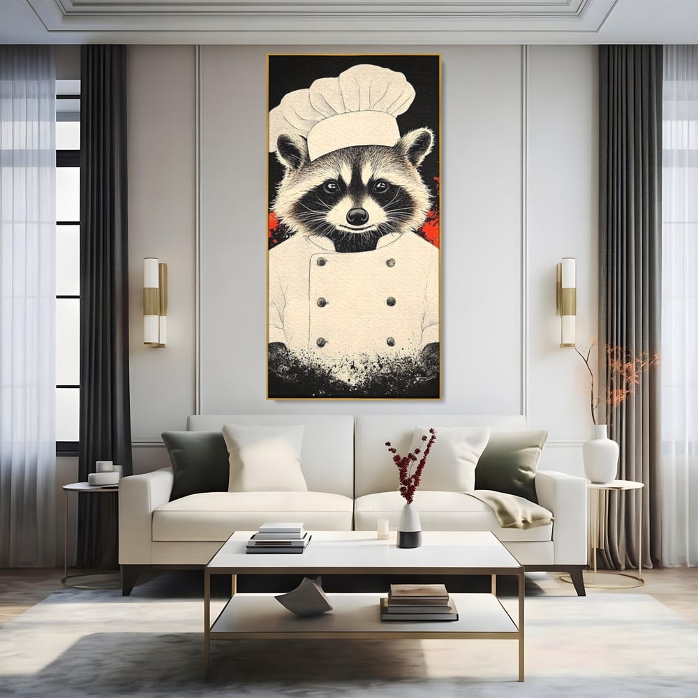 Leinwandbilder Premium, LuxCanva® N1138, Leckerer kleiner Dieb, Tier, Tier, Maus, Koch, Rezepte, Meister, Charakter, Kostüm, Lebensmittel, Lustig, Köstlichkeiten, Restaurant, Küche