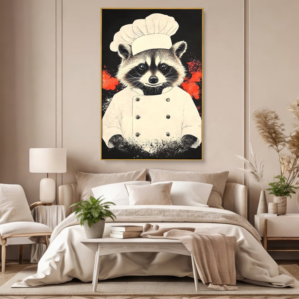 Leinwandbilder Premium, LuxCanva® N1138, Leckerer kleiner Dieb, Tier, Tier, Maus, Koch, Rezepte, Meister, Charakter, Kostüm, Lebensmittel, Lustig, Köstlichkeiten, Restaurant, Küche