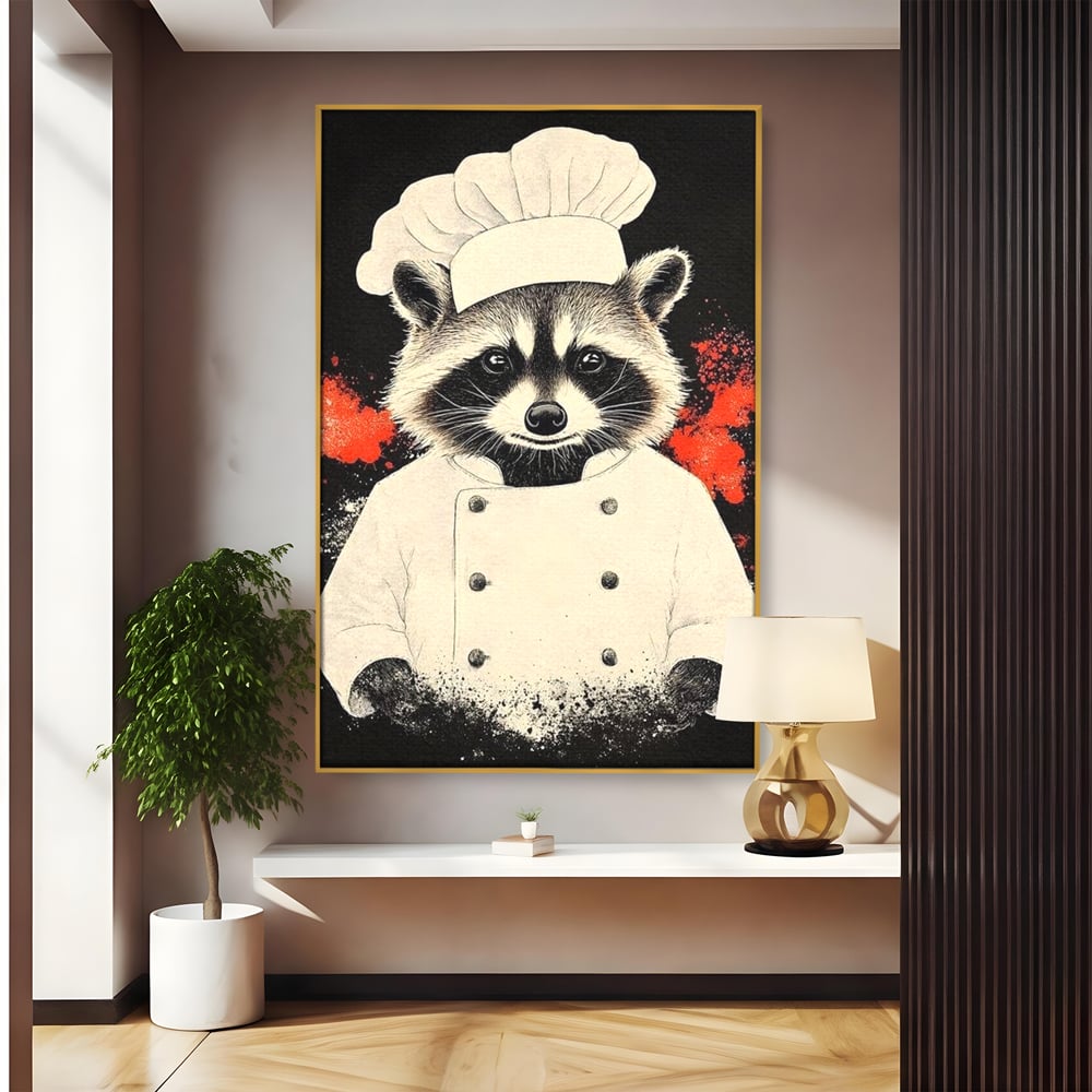 Leinwandbilder Premium, LuxCanva® N1138, Leckerer kleiner Dieb, Tier, Tier, Maus, Koch, Rezepte, Meister, Charakter, Kostüm, Lebensmittel, Lustig, Köstlichkeiten, Restaurant, Küche