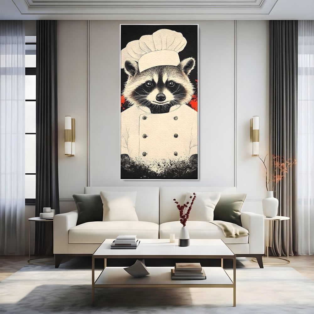 Leinwandbilder Premium, LuxCanva® N1138, Leckerer kleiner Dieb, Tier, Tier, Maus, Koch, Rezepte, Meister, Charakter, Kostüm, Lebensmittel, Lustig, Köstlichkeiten, Restaurant, Küche