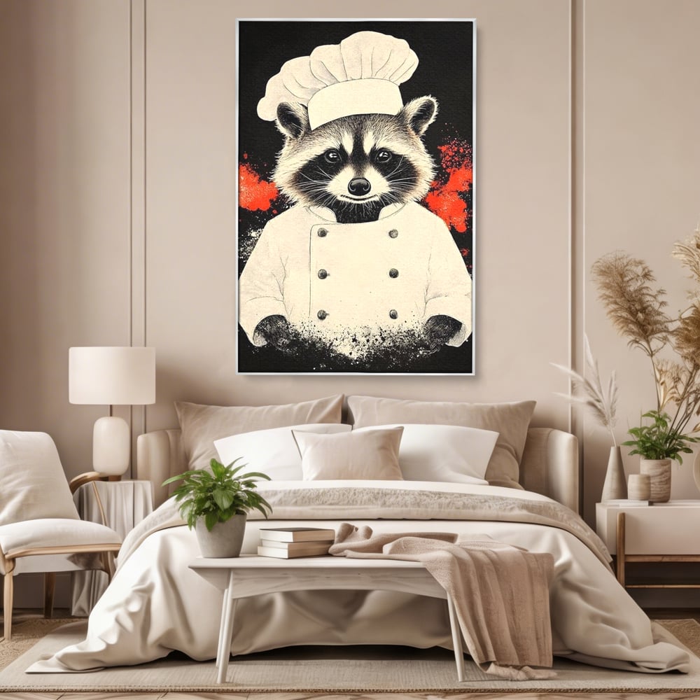 Leinwandbilder Premium, LuxCanva® N1138, Leckerer kleiner Dieb, Tier, Tier, Maus, Koch, Rezepte, Meister, Charakter, Kostüm, Lebensmittel, Lustig, Köstlichkeiten, Restaurant, Küche