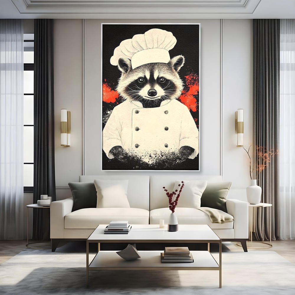 Leinwandbilder Premium, LuxCanva® N1138, Leckerer kleiner Dieb, Tier, Tier, Maus, Koch, Rezepte, Meister, Charakter, Kostüm, Lebensmittel, Lustig, Köstlichkeiten, Restaurant, Küche