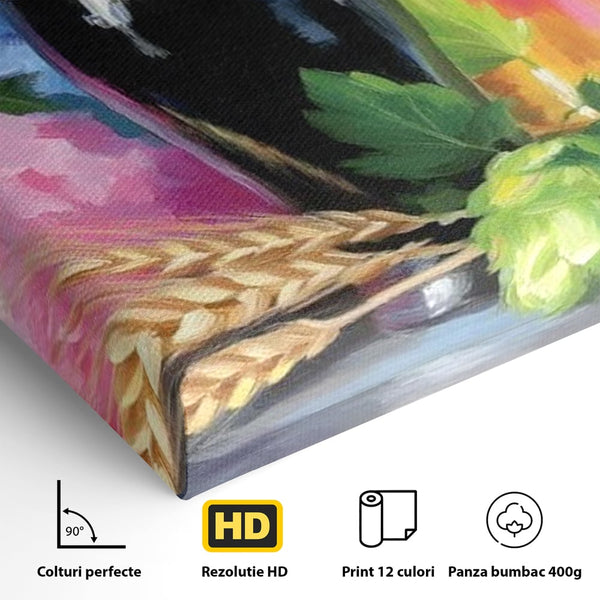 Leinwand Premium Canvas Wall Art, LuxCanva® N1140, Sommer Elixier, Sommer Elixier, Getränk, Glas, erfrischend, Schaum, Getränk, Bier, Hopfen, Malerei, Getreide, böhmisch, Kneipe, Bar, Lounge, Restaurant, Küche