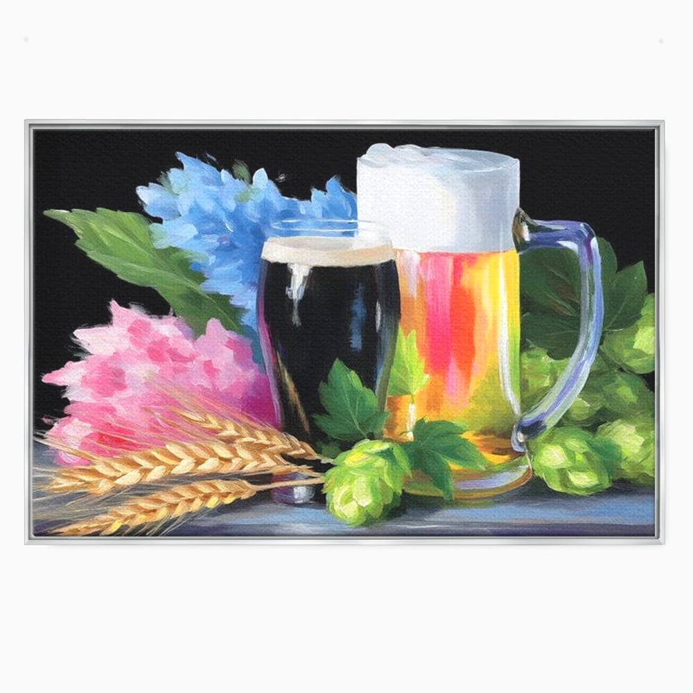 Leinwand Premium Canvas Wall Art, LuxCanva® N1140, Sommer Elixier, Sommer Elixier, Getränk, Glas, erfrischend, Schaum, Getränk, Bier, Hopfen, Malerei, Getreide, böhmisch, Kneipe, Bar, Lounge, Restaurant, Küche