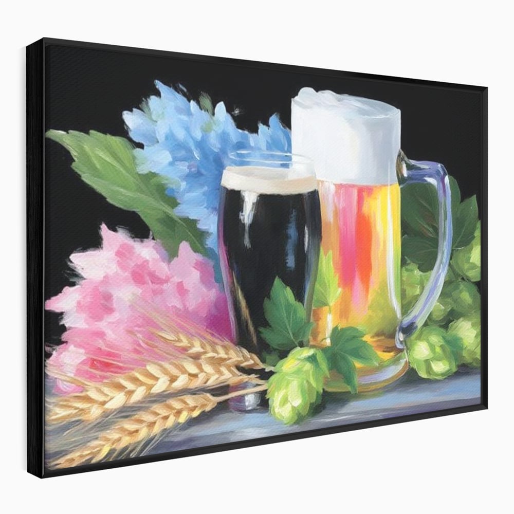 Leinwand Premium Canvas Wall Art, LuxCanva® N1140, Sommer Elixier, Sommer Elixier, Getränk, Glas, erfrischend, Schaum, Getränk, Bier, Hopfen, Malerei, Getreide, böhmisch, Kneipe, Bar, Lounge, Restaurant, Küche