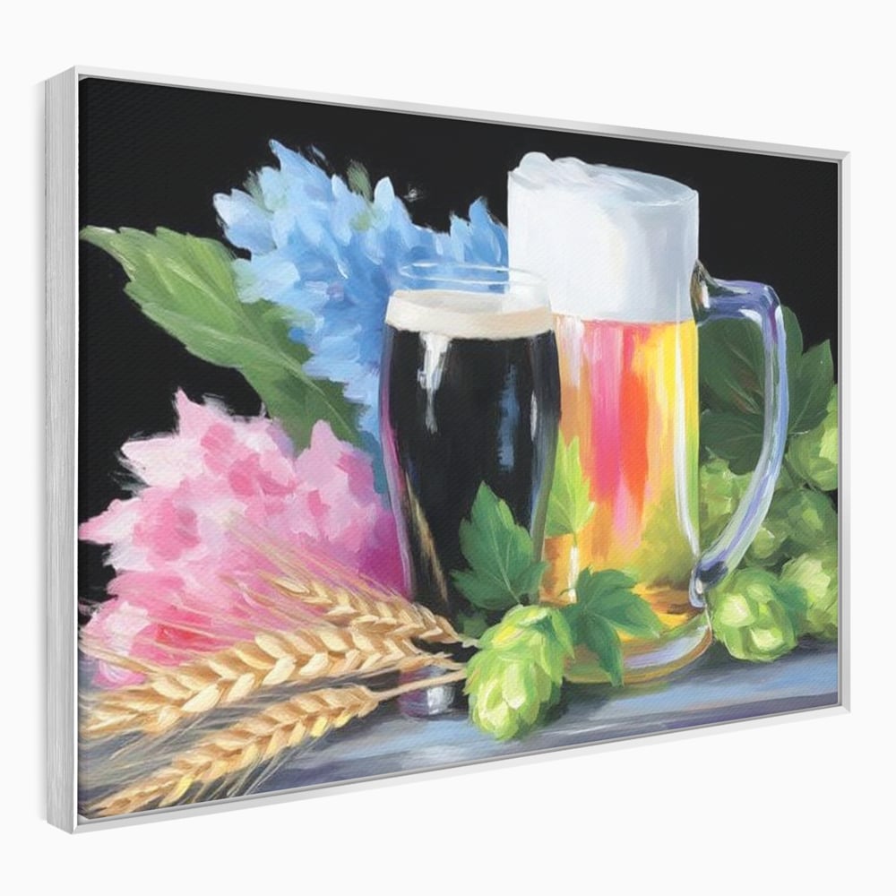 Leinwand Premium Canvas Wall Art, LuxCanva® N1140, Sommer Elixier, Sommer Elixier, Getränk, Glas, erfrischend, Schaum, Getränk, Bier, Hopfen, Malerei, Getreide, böhmisch, Kneipe, Bar, Lounge, Restaurant, Küche