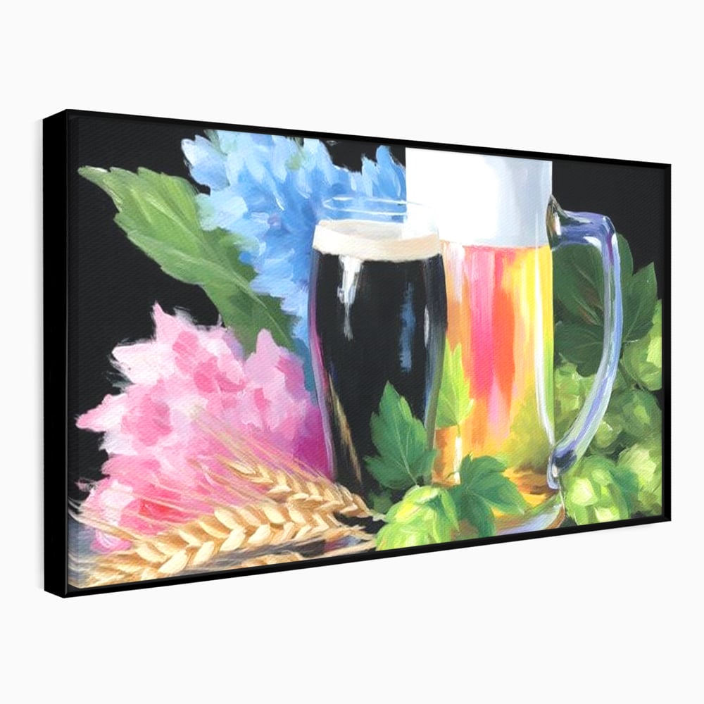 Leinwand Premium Canvas Wall Art, LuxCanva® N1140, Sommer Elixier, Sommer Elixier, Getränk, Glas, erfrischend, Schaum, Getränk, Bier, Hopfen, Malerei, Getreide, böhmisch, Kneipe, Bar, Lounge, Restaurant, Küche