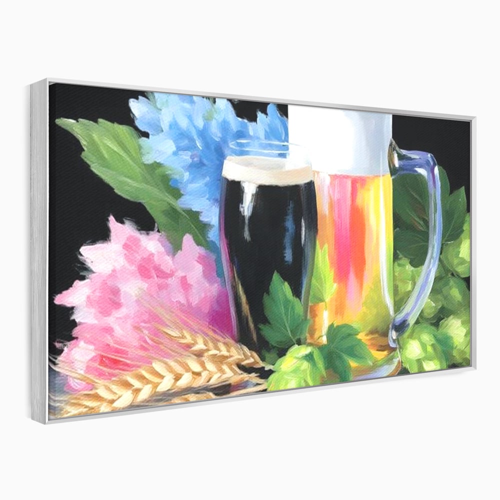 Leinwand Premium Canvas Wall Art, LuxCanva® N1140, Sommer Elixier, Sommer Elixier, Getränk, Glas, erfrischend, Schaum, Getränk, Bier, Hopfen, Malerei, Getreide, böhmisch, Kneipe, Bar, Lounge, Restaurant, Küche