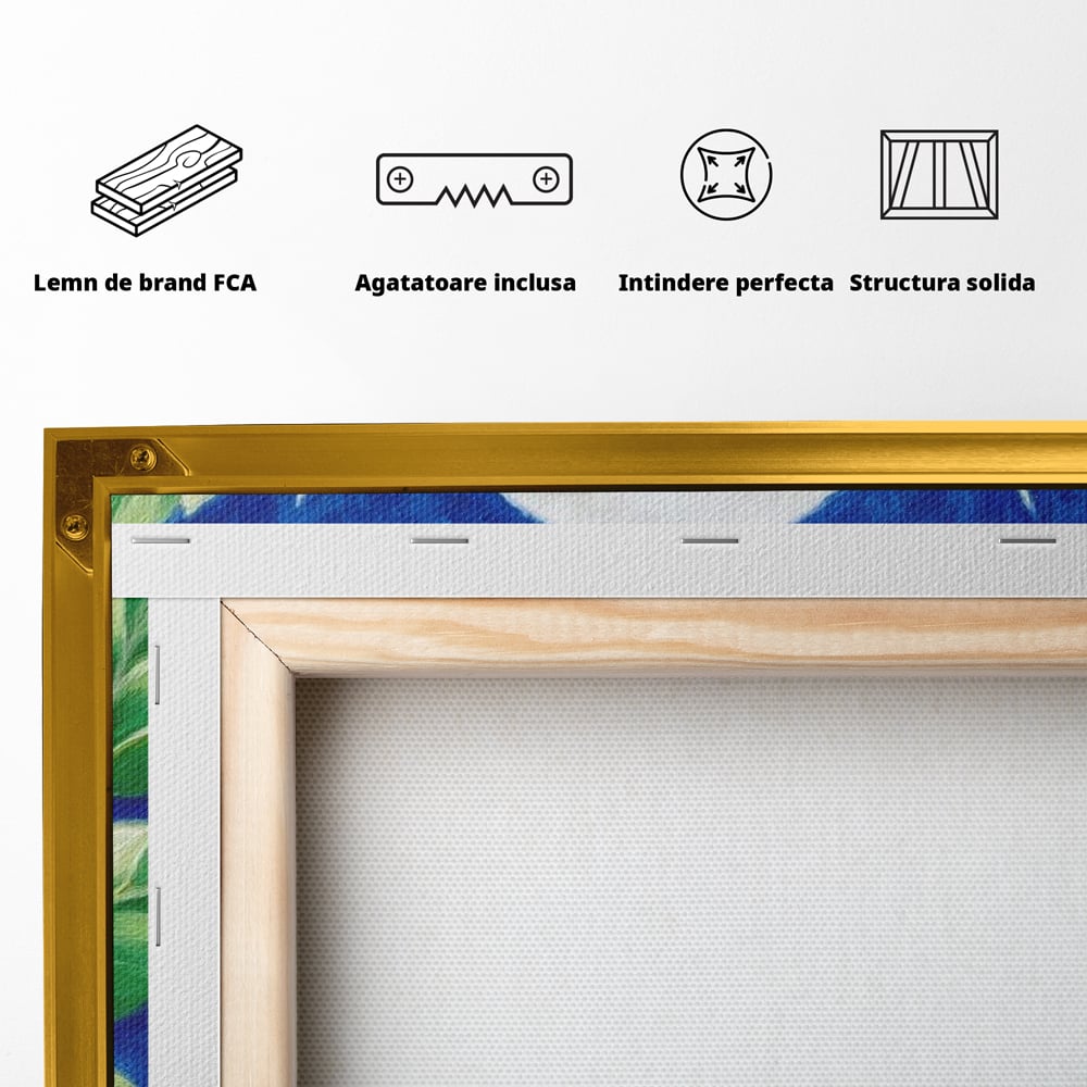Tablou Canvas Premium, LuxCanva® N1141, Halba de Aur, Flori, Frunze, Bautura, Bere, Halba, Hamei, Racoritor, Spuma, Culori Vibrante, Pub, Bar, Lounge, Restaurant, Bucatarie
