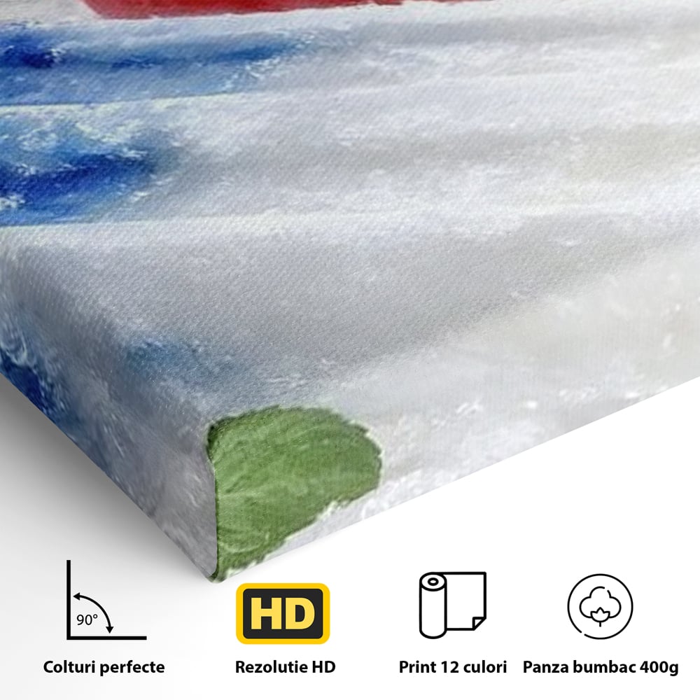 Leinwand Premium Leinwand Wandbilder, LuxCanva® N1142, Amerikanische Leckerei, Eiscreme, Obst, Sommer, Amerika, Flagge, Erdbeere, Blaubeere, Minze, Kühlbox, Dessert, Süßes, Eiscreme, Restaurant, Restaurant, Küche