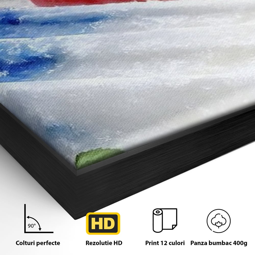 Leinwand Premium Leinwand Wandbilder, LuxCanva® N1142, Amerikanische Leckerei, Eiscreme, Obst, Sommer, Amerika, Flagge, Erdbeere, Blaubeere, Minze, Kühlbox, Dessert, Süßes, Eiscreme, Restaurant, Restaurant, Küche