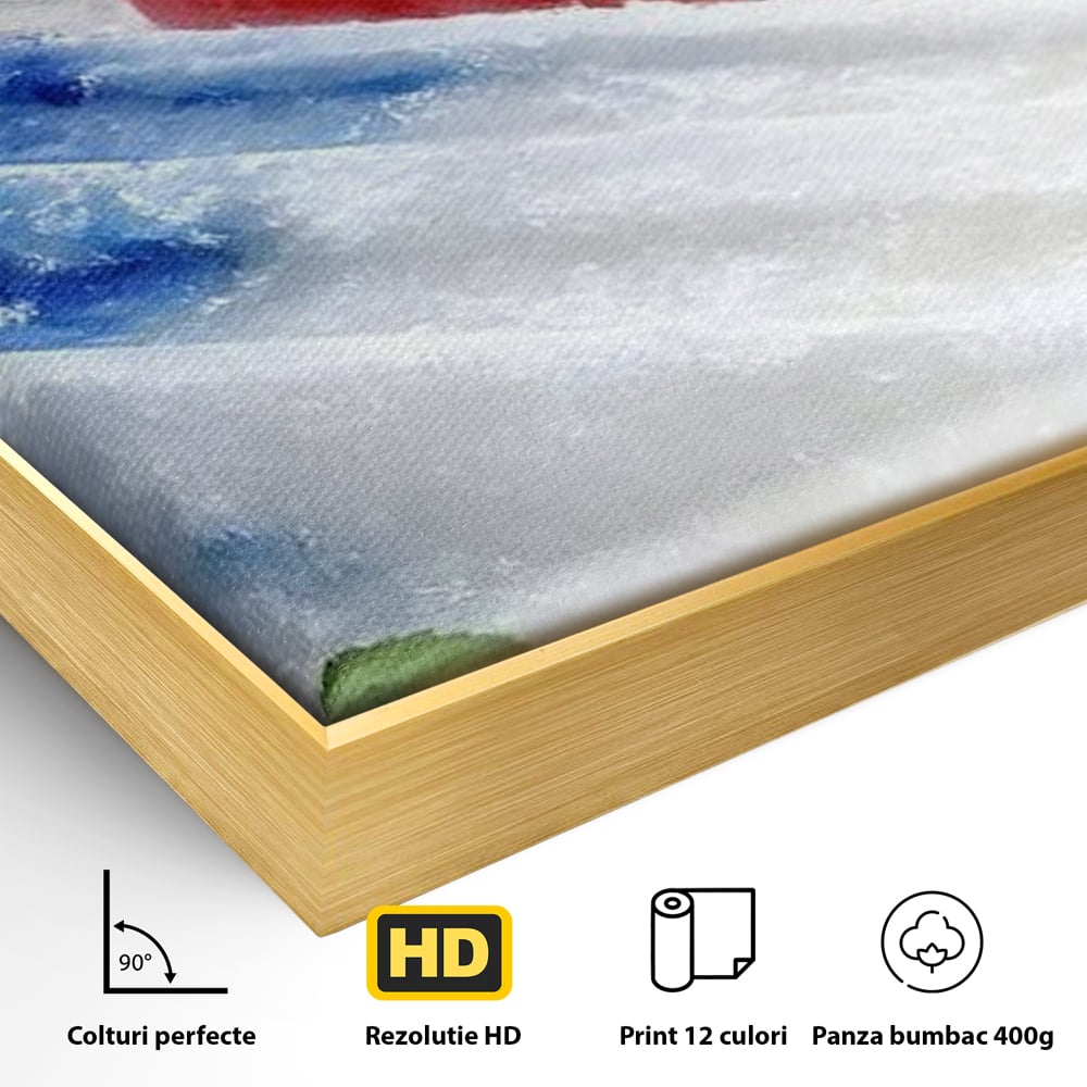 Leinwand Premium Leinwand Wandbilder, LuxCanva® N1142, Amerikanische Leckerei, Eiscreme, Obst, Sommer, Amerika, Flagge, Erdbeere, Blaubeere, Minze, Kühlbox, Dessert, Süßes, Eiscreme, Restaurant, Restaurant, Küche
