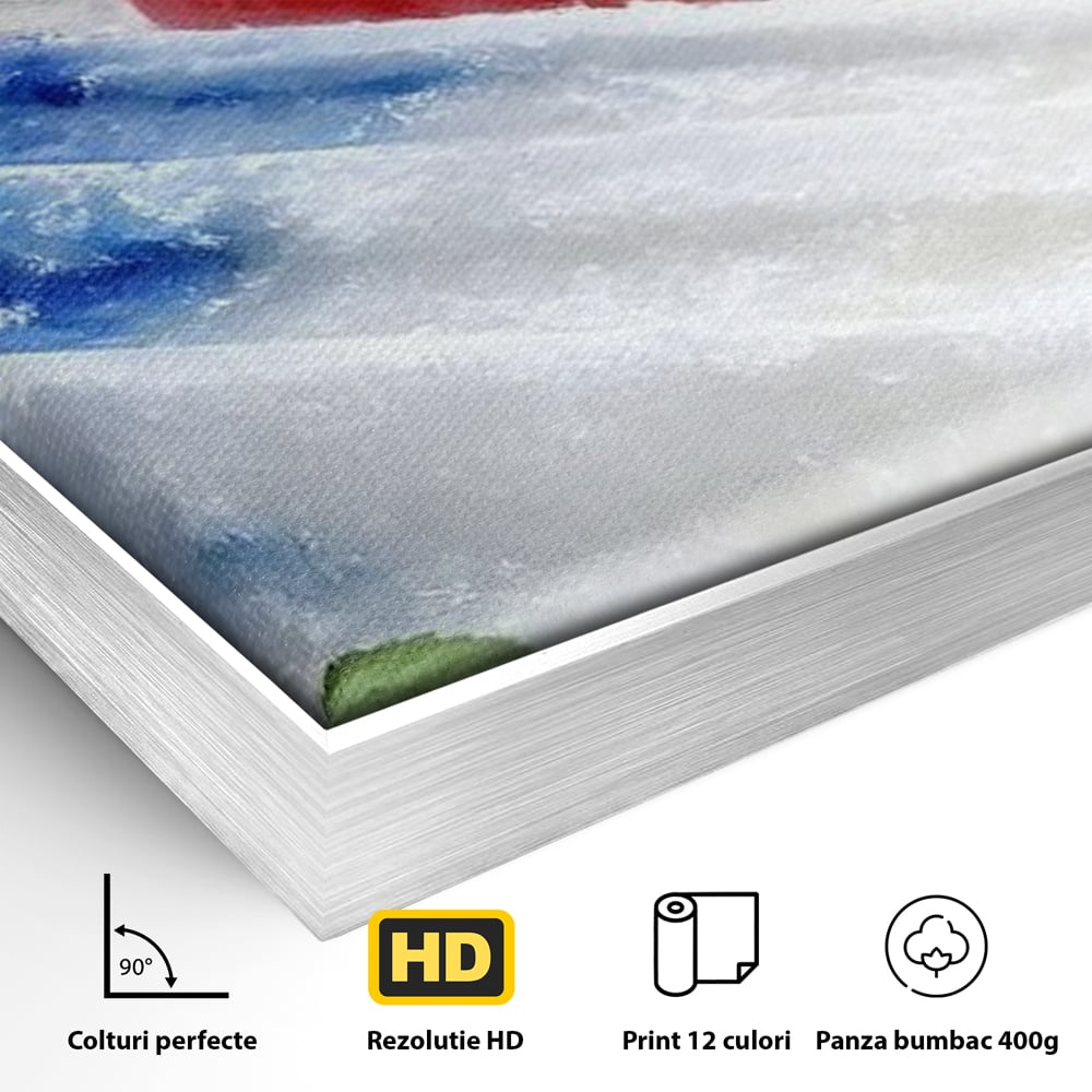 Leinwand Premium Leinwand Wandbilder, LuxCanva® N1142, Amerikanische Leckerei, Eiscreme, Obst, Sommer, Amerika, Flagge, Erdbeere, Blaubeere, Minze, Kühlbox, Dessert, Süßes, Eiscreme, Restaurant, Restaurant, Küche