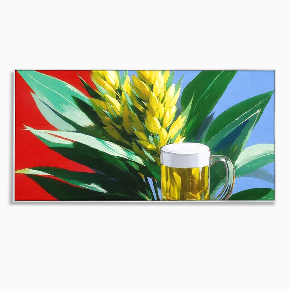 Leinwand Premium Canvas Wandkunst, LuxCanva® N1143, Funky Bier, Hopfen, Hopfen, Bier, Getränk, Schaum, kalt, Blätter, kreativ, tropisch, Rexalant, Kneipe, Bar, Lounge, Restaurant, Küche