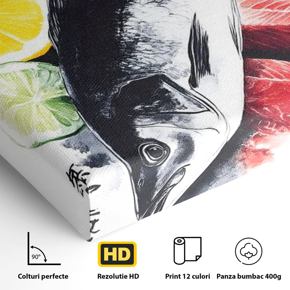 Leinwand Premium Leinwandbilder, LuxCanva® N1144, Sashimi Time, Fisch, Sushi, Zitrone, Limette, Gemüse, Rezept, Asiatisch, Kulinarische Kunst, Herzhaftes, Restaurant, Küche