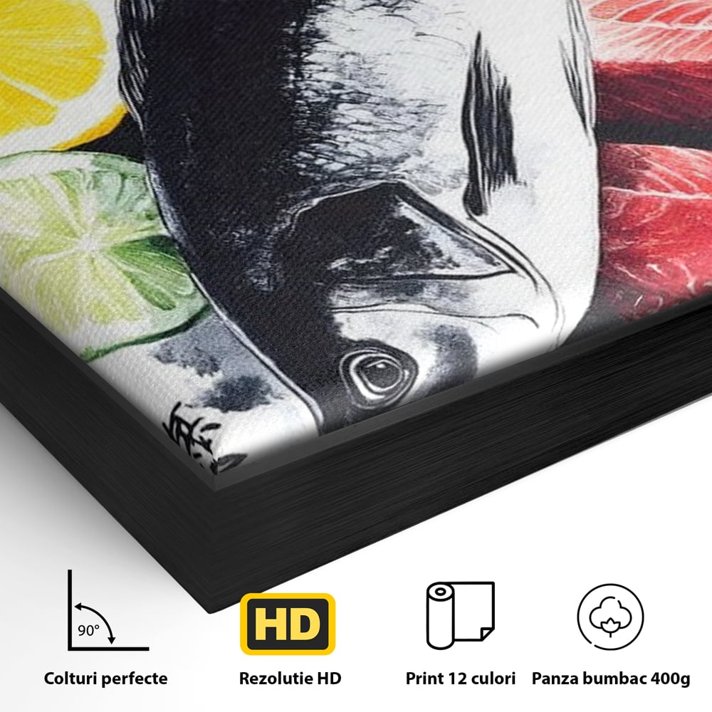 Leinwand Premium Leinwandbilder, LuxCanva® N1144, Sashimi Time, Fisch, Sushi, Zitrone, Limette, Gemüse, Rezept, Asiatisch, Kulinarische Kunst, Herzhaftes, Restaurant, Küche