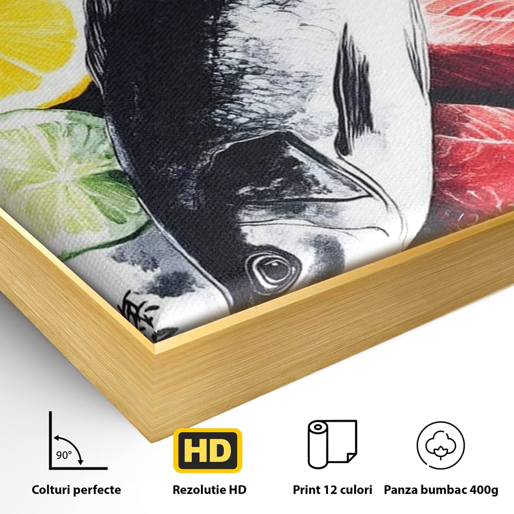 Leinwand Premium Leinwandbilder, LuxCanva® N1144, Sashimi Time, Fisch, Sushi, Zitrone, Limette, Gemüse, Rezept, Asiatisch, Kulinarische Kunst, Herzhaftes, Restaurant, Küche