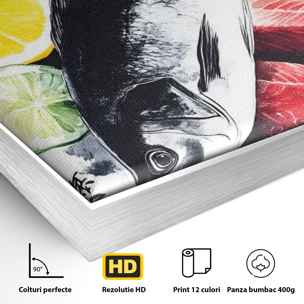 Leinwand Premium Leinwandbilder, LuxCanva® N1144, Sashimi Time, Fisch, Sushi, Zitrone, Limette, Gemüse, Rezept, Asiatisch, Kulinarische Kunst, Herzhaftes, Restaurant, Küche