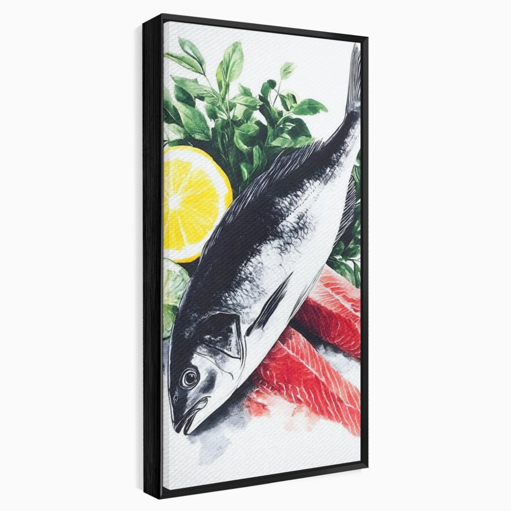 Leinwand Premium Leinwandbilder, LuxCanva® N1144, Sashimi Time, Fisch, Sushi, Zitrone, Limette, Gemüse, Rezept, Asiatisch, Kulinarische Kunst, Herzhaftes, Restaurant, Küche