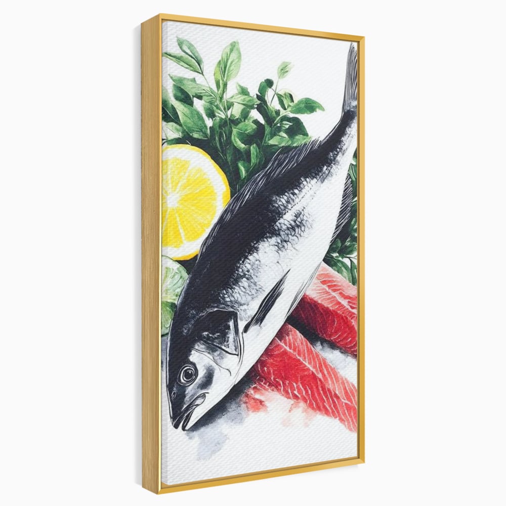 Leinwand Premium Leinwandbilder, LuxCanva® N1144, Sashimi Time, Fisch, Sushi, Zitrone, Limette, Gemüse, Rezept, Asiatisch, Kulinarische Kunst, Herzhaftes, Restaurant, Küche