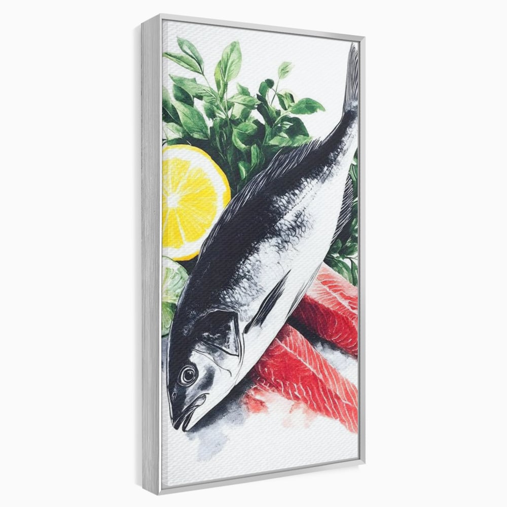 Leinwand Premium Leinwandbilder, LuxCanva® N1144, Sashimi Time, Fisch, Sushi, Zitrone, Limette, Gemüse, Rezept, Asiatisch, Kulinarische Kunst, Herzhaftes, Restaurant, Küche