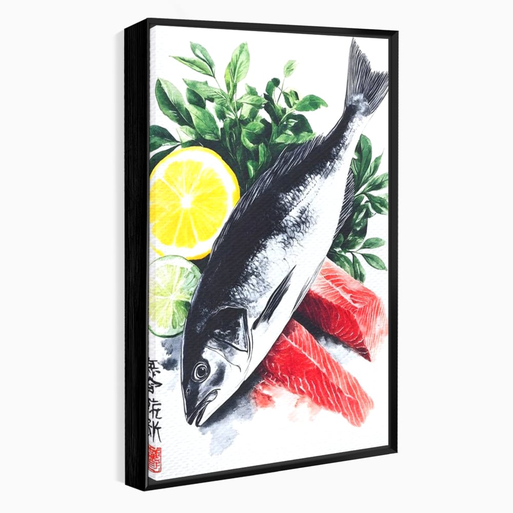 Leinwand Premium Leinwandbilder, LuxCanva® N1144, Sashimi Time, Fisch, Sushi, Zitrone, Limette, Gemüse, Rezept, Asiatisch, Kulinarische Kunst, Herzhaftes, Restaurant, Küche
