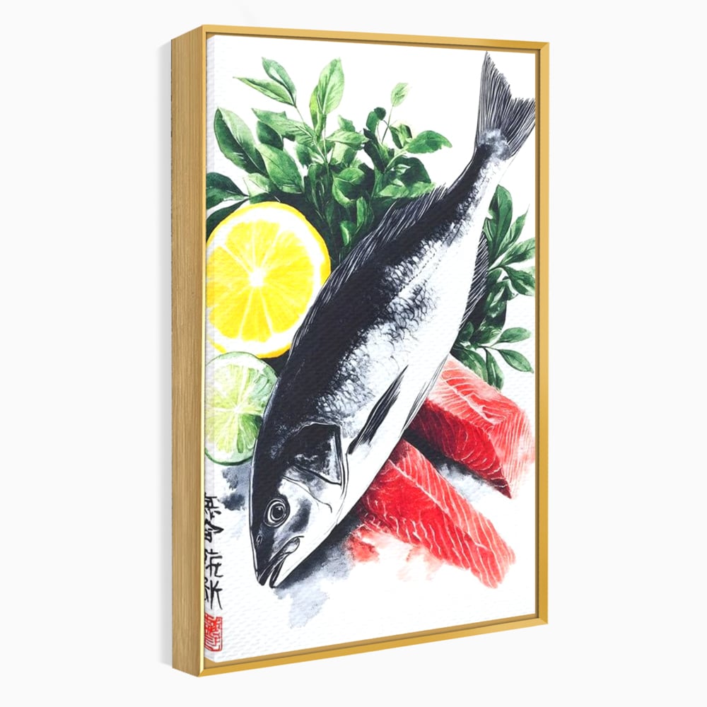Leinwand Premium Leinwandbilder, LuxCanva® N1144, Sashimi Time, Fisch, Sushi, Zitrone, Limette, Gemüse, Rezept, Asiatisch, Kulinarische Kunst, Herzhaftes, Restaurant, Küche