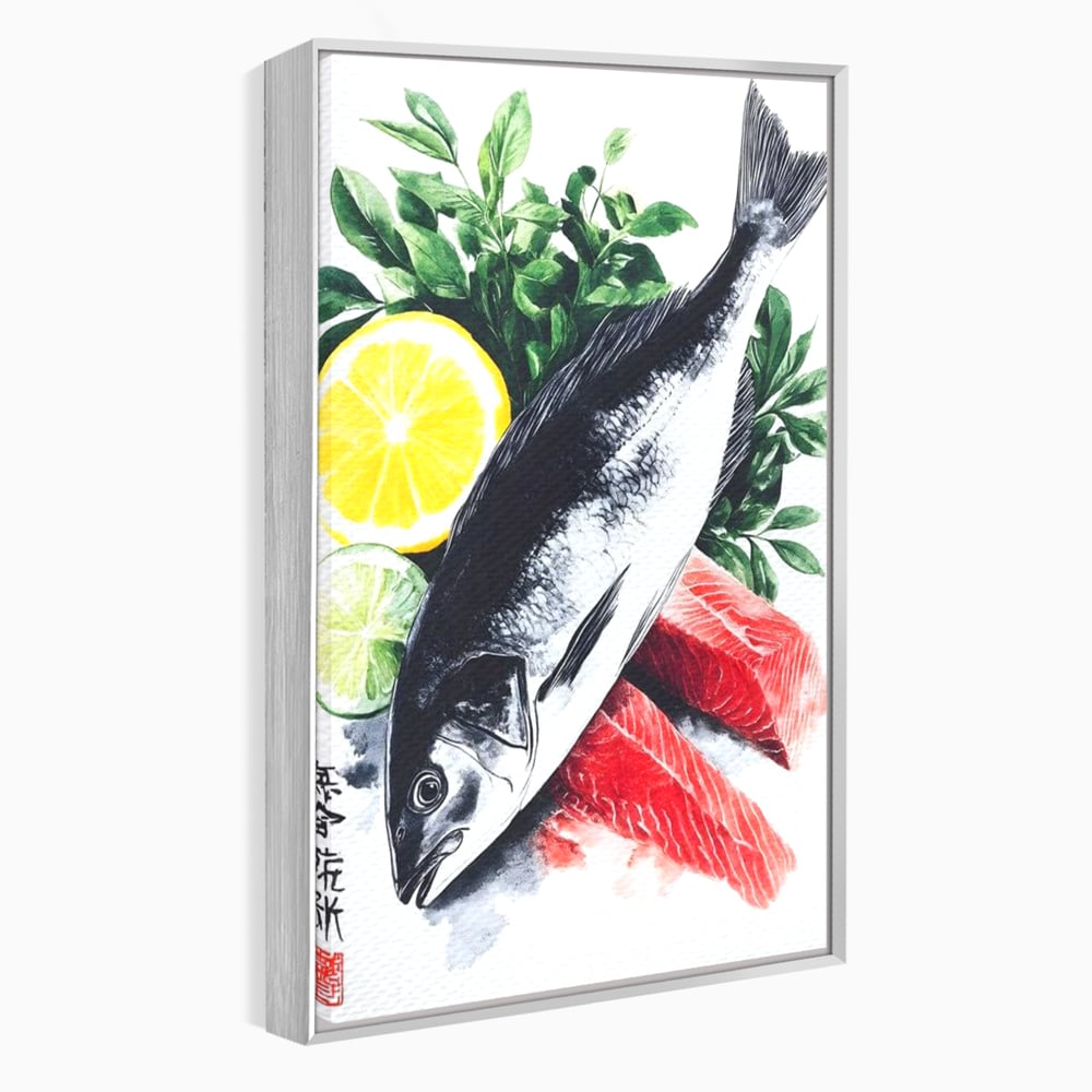 Leinwand Premium Leinwandbilder, LuxCanva® N1144, Sashimi Time, Fisch, Sushi, Zitrone, Limette, Gemüse, Rezept, Asiatisch, Kulinarische Kunst, Herzhaftes, Restaurant, Küche
