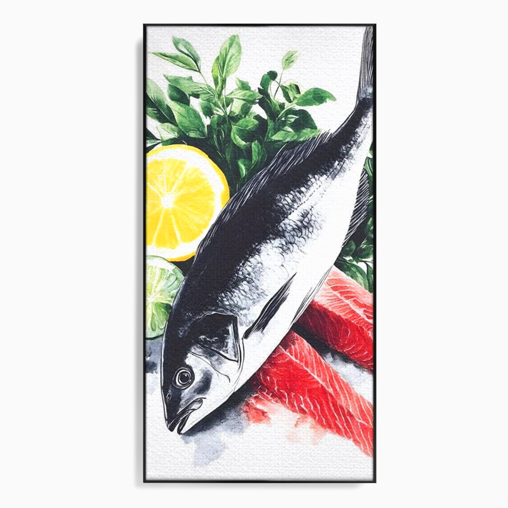 Leinwand Premium Leinwandbilder, LuxCanva® N1144, Sashimi Time, Fisch, Sushi, Zitrone, Limette, Gemüse, Rezept, Asiatisch, Kulinarische Kunst, Herzhaftes, Restaurant, Küche