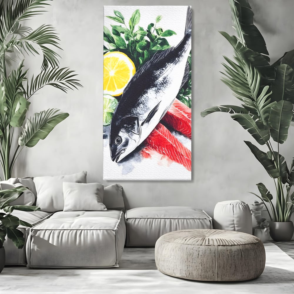 Leinwand Premium Leinwandbilder, LuxCanva® N1144, Sashimi Time, Fisch, Sushi, Zitrone, Limette, Gemüse, Rezept, Asiatisch, Kulinarische Kunst, Herzhaftes, Restaurant, Küche