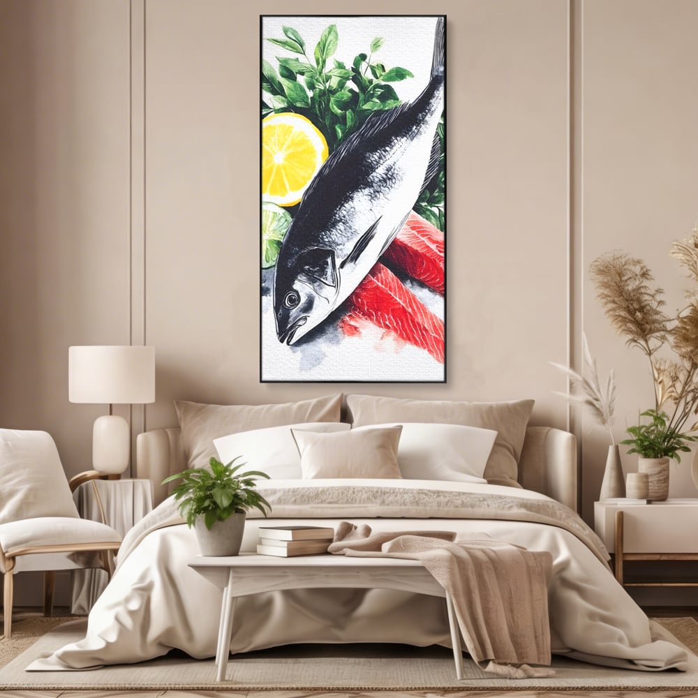 Leinwand Premium Leinwandbilder, LuxCanva® N1144, Sashimi Time, Fisch, Sushi, Zitrone, Limette, Gemüse, Rezept, Asiatisch, Kulinarische Kunst, Herzhaftes, Restaurant, Küche