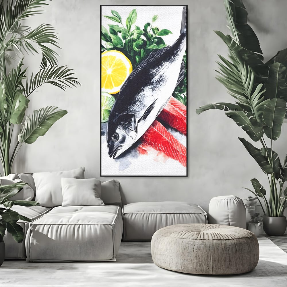 Leinwand Premium Leinwandbilder, LuxCanva® N1144, Sashimi Time, Fisch, Sushi, Zitrone, Limette, Gemüse, Rezept, Asiatisch, Kulinarische Kunst, Herzhaftes, Restaurant, Küche