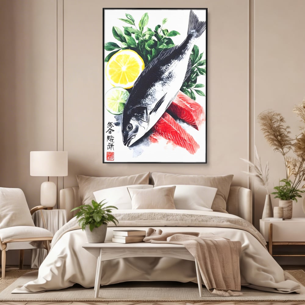 Leinwand Premium Leinwandbilder, LuxCanva® N1144, Sashimi Time, Fisch, Sushi, Zitrone, Limette, Gemüse, Rezept, Asiatisch, Kulinarische Kunst, Herzhaftes, Restaurant, Küche