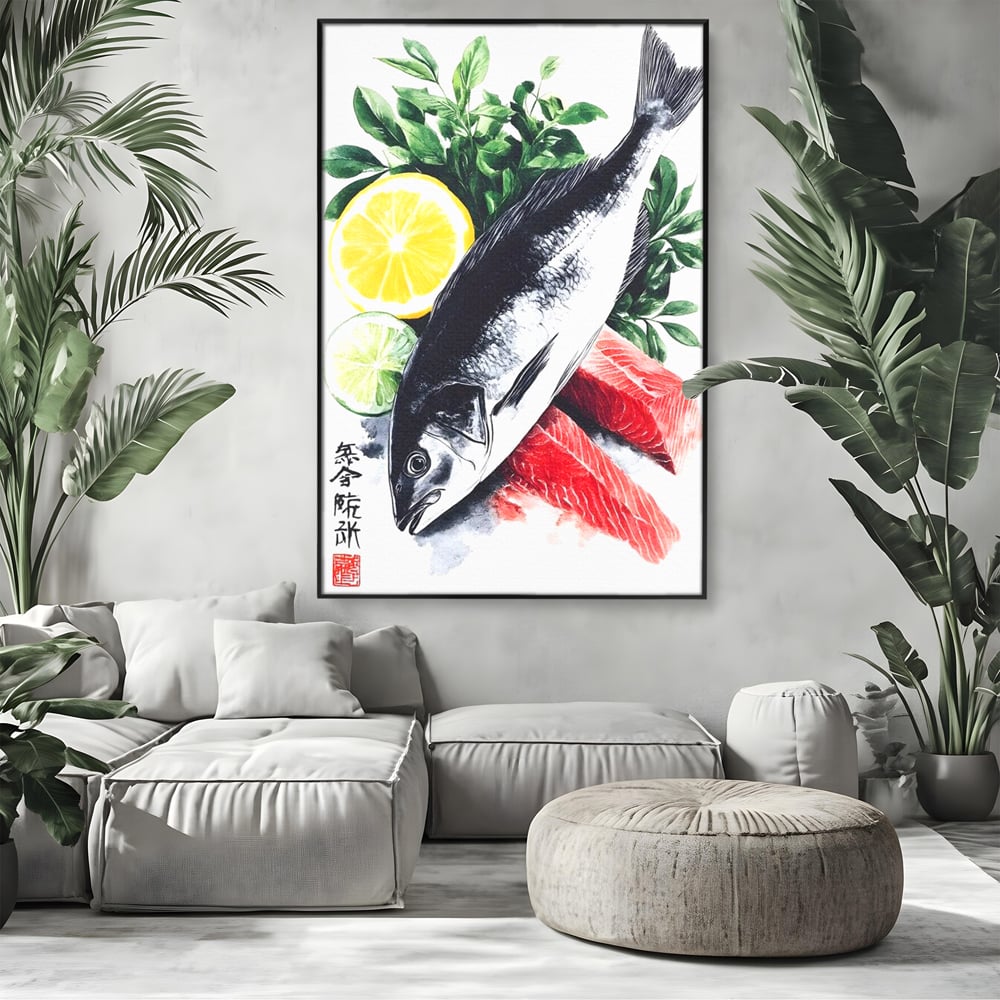 Leinwand Premium Leinwandbilder, LuxCanva® N1144, Sashimi Time, Fisch, Sushi, Zitrone, Limette, Gemüse, Rezept, Asiatisch, Kulinarische Kunst, Herzhaftes, Restaurant, Küche