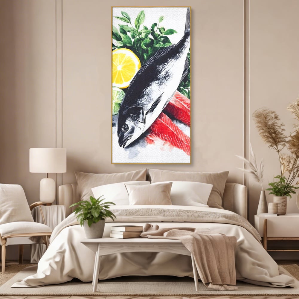 Leinwand Premium Leinwandbilder, LuxCanva® N1144, Sashimi Time, Fisch, Sushi, Zitrone, Limette, Gemüse, Rezept, Asiatisch, Kulinarische Kunst, Herzhaftes, Restaurant, Küche