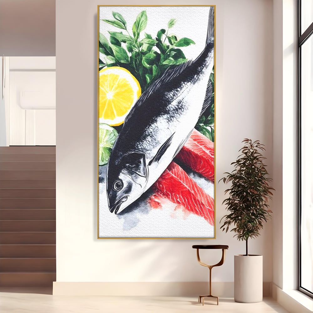 Leinwand Premium Leinwandbilder, LuxCanva® N1144, Sashimi Time, Fisch, Sushi, Zitrone, Limette, Gemüse, Rezept, Asiatisch, Kulinarische Kunst, Herzhaftes, Restaurant, Küche