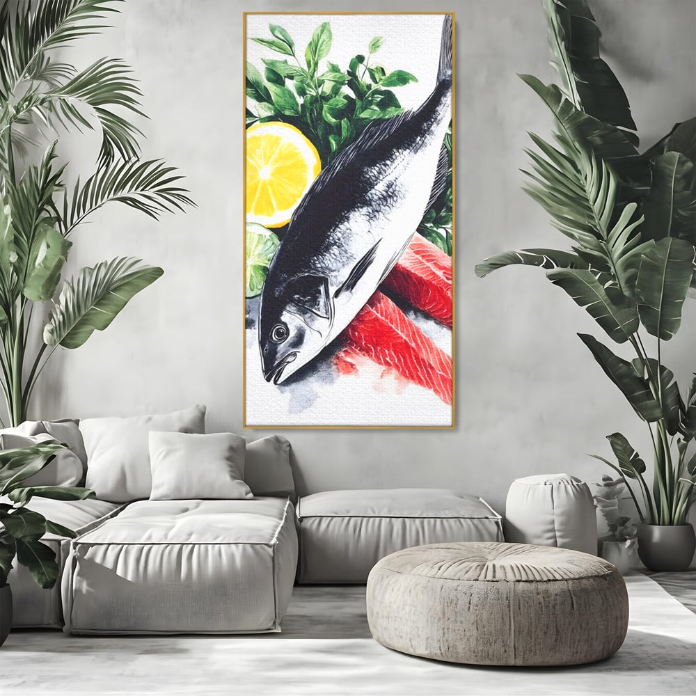Leinwand Premium Leinwandbilder, LuxCanva® N1144, Sashimi Time, Fisch, Sushi, Zitrone, Limette, Gemüse, Rezept, Asiatisch, Kulinarische Kunst, Herzhaftes, Restaurant, Küche