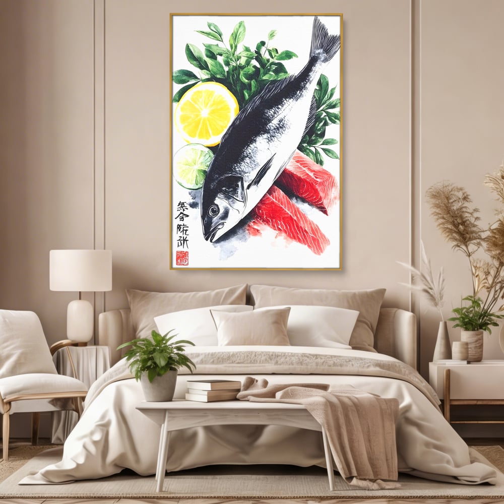 Leinwand Premium Leinwandbilder, LuxCanva® N1144, Sashimi Time, Fisch, Sushi, Zitrone, Limette, Gemüse, Rezept, Asiatisch, Kulinarische Kunst, Herzhaftes, Restaurant, Küche