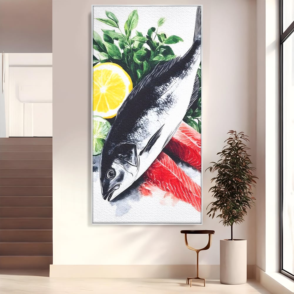 Leinwand Premium Leinwandbilder, LuxCanva® N1144, Sashimi Time, Fisch, Sushi, Zitrone, Limette, Gemüse, Rezept, Asiatisch, Kulinarische Kunst, Herzhaftes, Restaurant, Küche