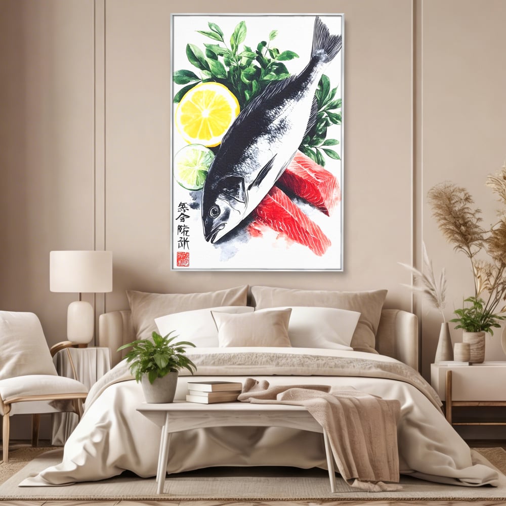 Leinwand Premium Leinwandbilder, LuxCanva® N1144, Sashimi Time, Fisch, Sushi, Zitrone, Limette, Gemüse, Rezept, Asiatisch, Kulinarische Kunst, Herzhaftes, Restaurant, Küche