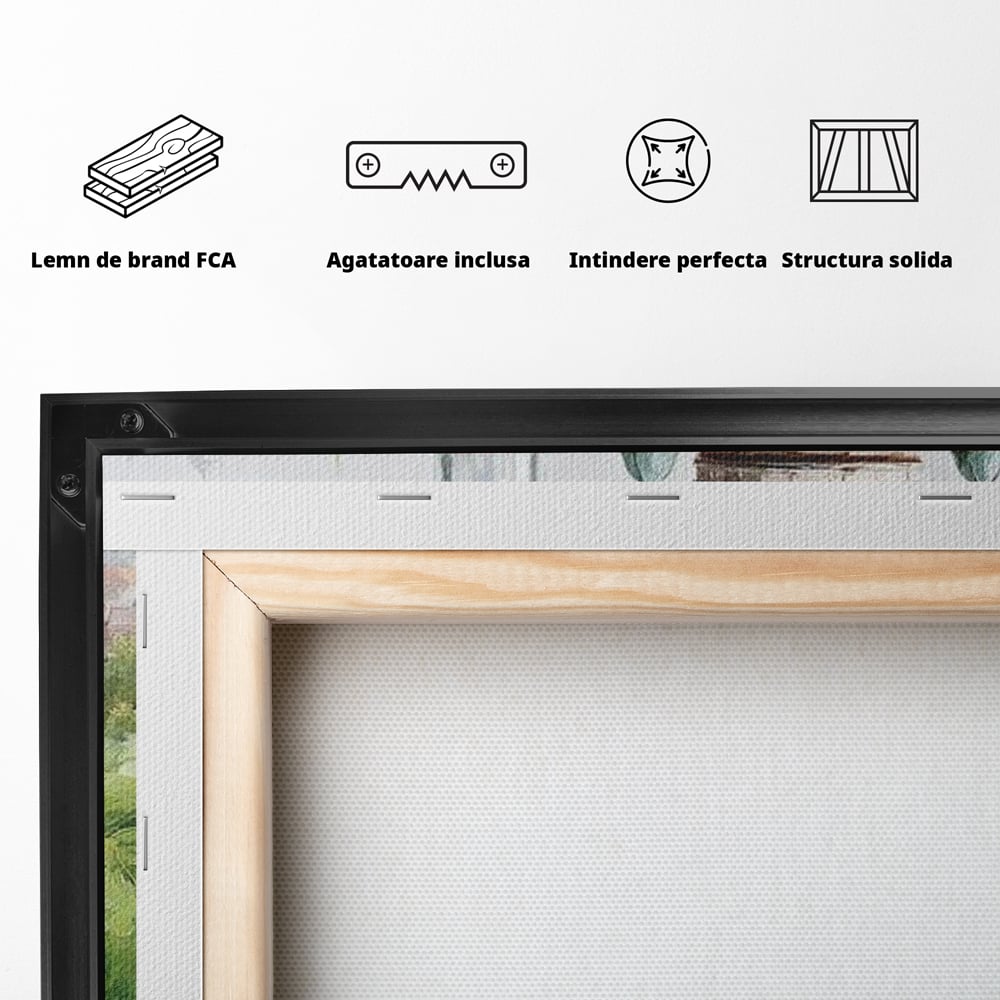 Tablou Canvas Premium, LuxCanva® N1145, De Vita Nobila, Vin Rosu, Sticla, Pahar, Struguri, Bautura, Cupola, Manastire, Vegetatie, Degustare, Pub, Bar, Lounge, Restaurant, Bucatarie