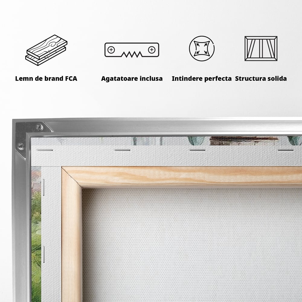 Tablou Canvas Premium, LuxCanva® N1145, De Vita Nobila, Vin Rosu, Sticla, Pahar, Struguri, Bautura, Cupola, Manastire, Vegetatie, Degustare, Pub, Bar, Lounge, Restaurant, Bucatarie