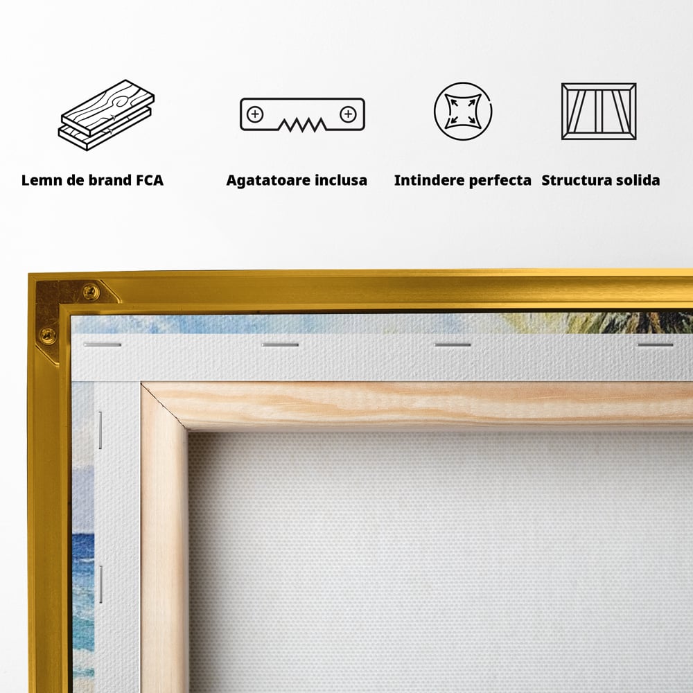 Leinwand Premium Canvas Wall Art, LuxCanva® N1146, Von den Früchten, Apfel, Mango, Ananas, Obst, frisch, tropisch, Palme, Ozean, Urlaub, köstlich, Kneipe, Bar, Lounge, Restaurant, Küche