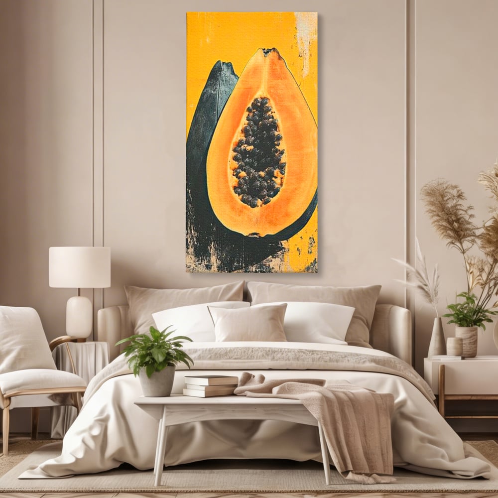 Tablou Canvas Premium, LuxCanva® N1147, Gigantul Papaya, Fruct, Exotic, Tropical, Delicios, Vacanta, Culori Vibrante, Energie, Vitamine, Restaurant, Bucatarie