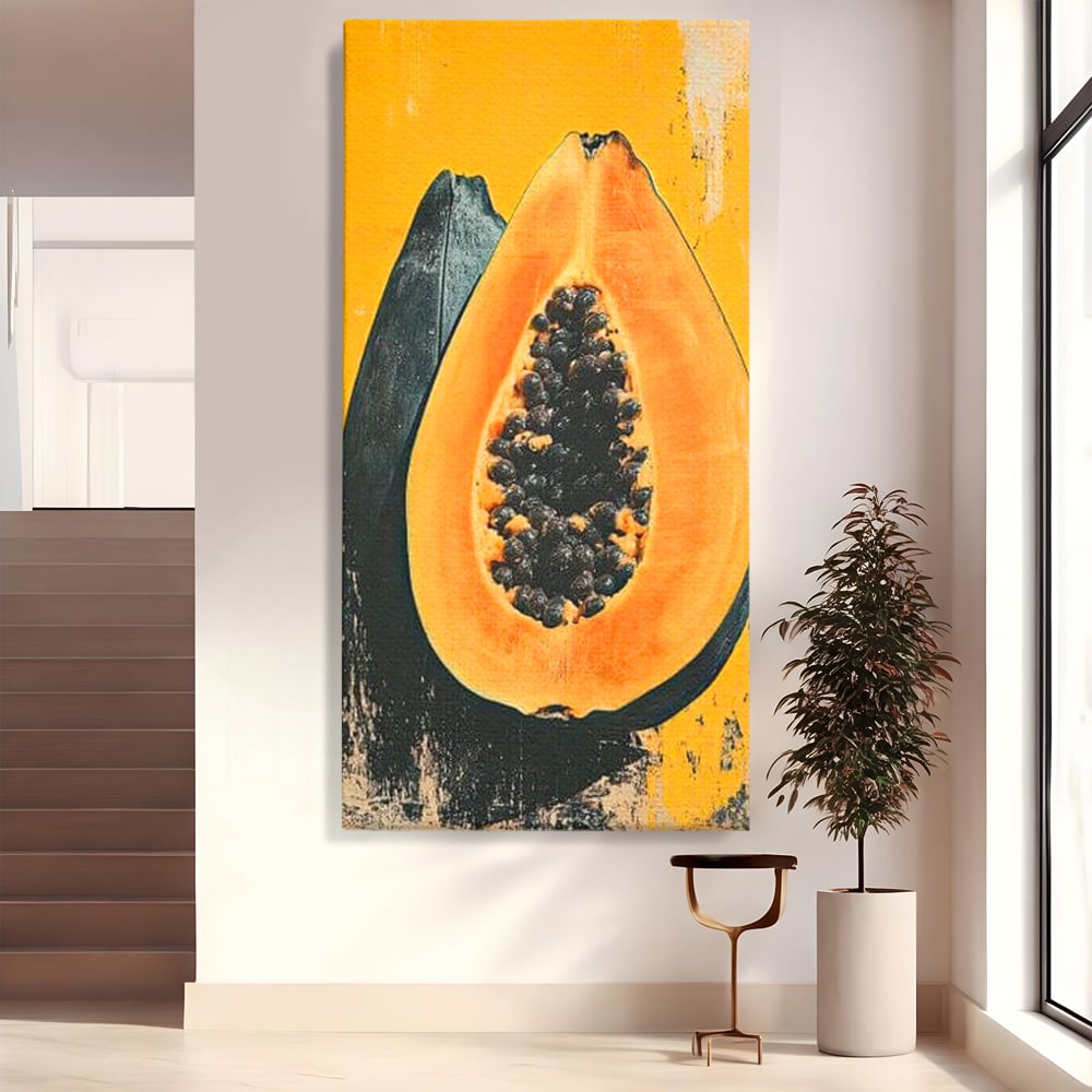 Tablou Canvas Premium, LuxCanva® N1147, Gigantul Papaya, Fruct, Exotic, Tropical, Delicios, Vacanta, Culori Vibrante, Energie, Vitamine, Restaurant, Bucatarie