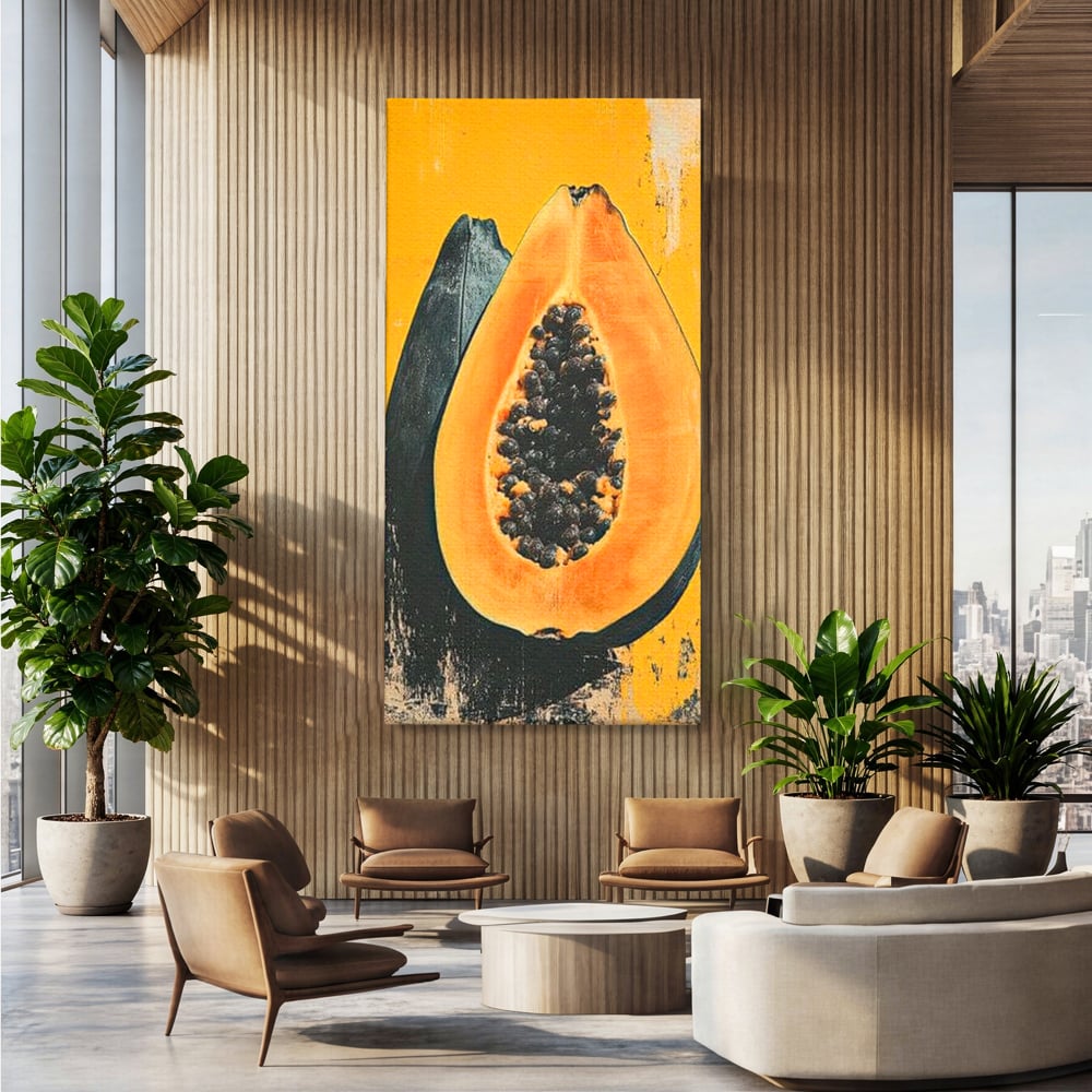 Tablou Canvas Premium, LuxCanva® N1147, Gigantul Papaya, Fruct, Exotic, Tropical, Delicios, Vacanta, Culori Vibrante, Energie, Vitamine, Restaurant, Bucatarie