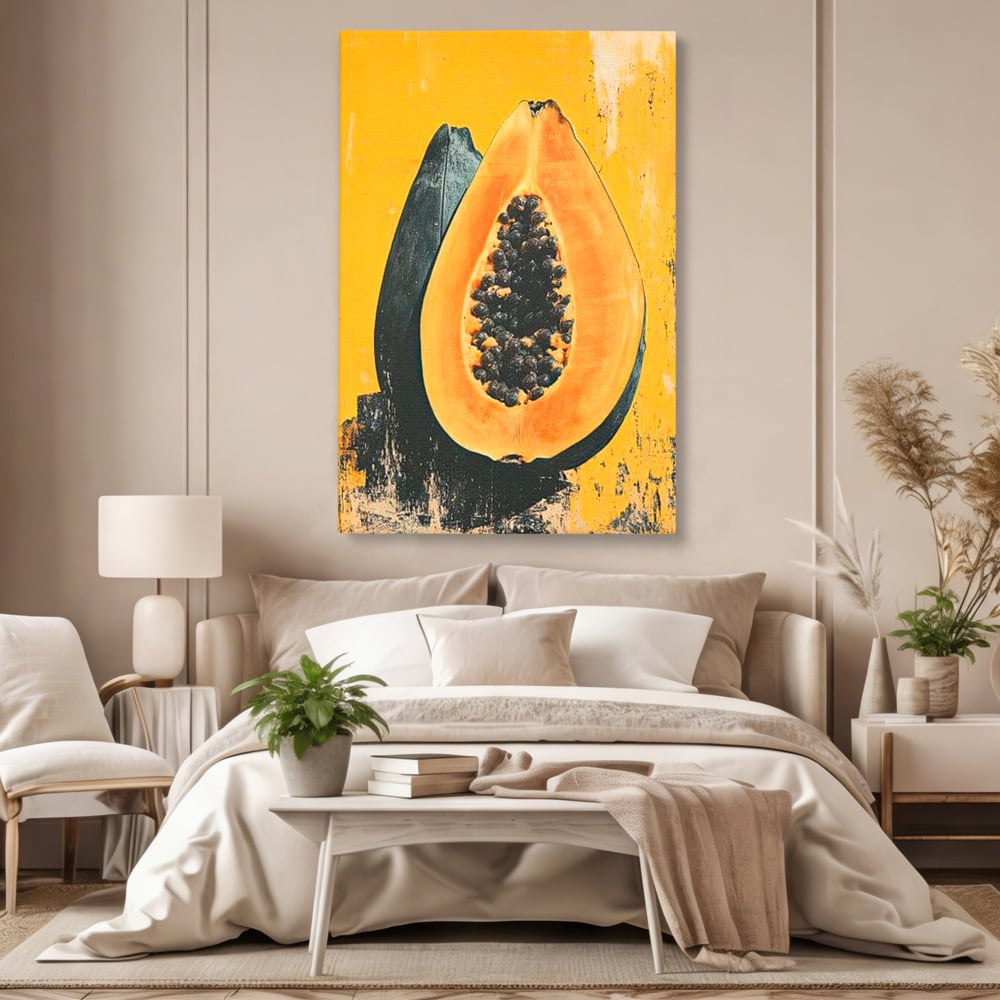 Tablou Canvas Premium, LuxCanva® N1147, Gigantul Papaya, Fruct, Exotic, Tropical, Delicios, Vacanta, Culori Vibrante, Energie, Vitamine, Restaurant, Bucatarie