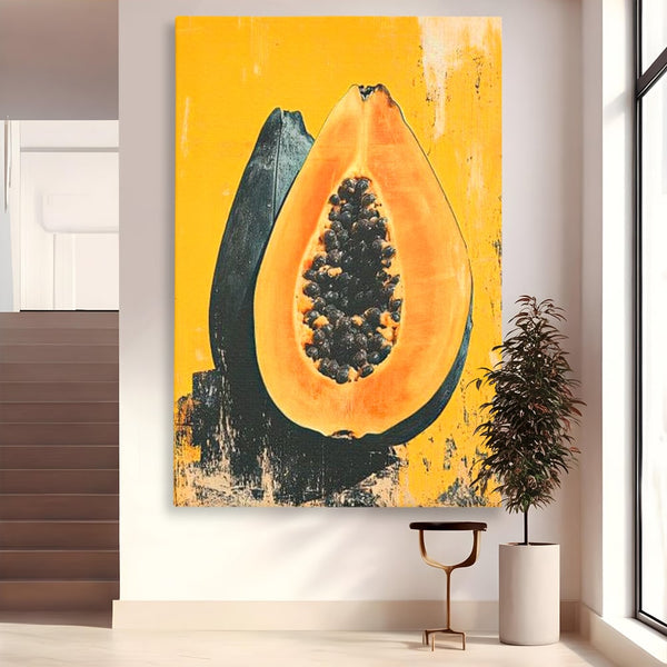 Tablou Canvas Premium, LuxCanva® N1147, Gigantul Papaya, Fruct, Exotic, Tropical, Delicios, Vacanta, Culori Vibrante, Energie, Vitamine, Restaurant, Bucatarie