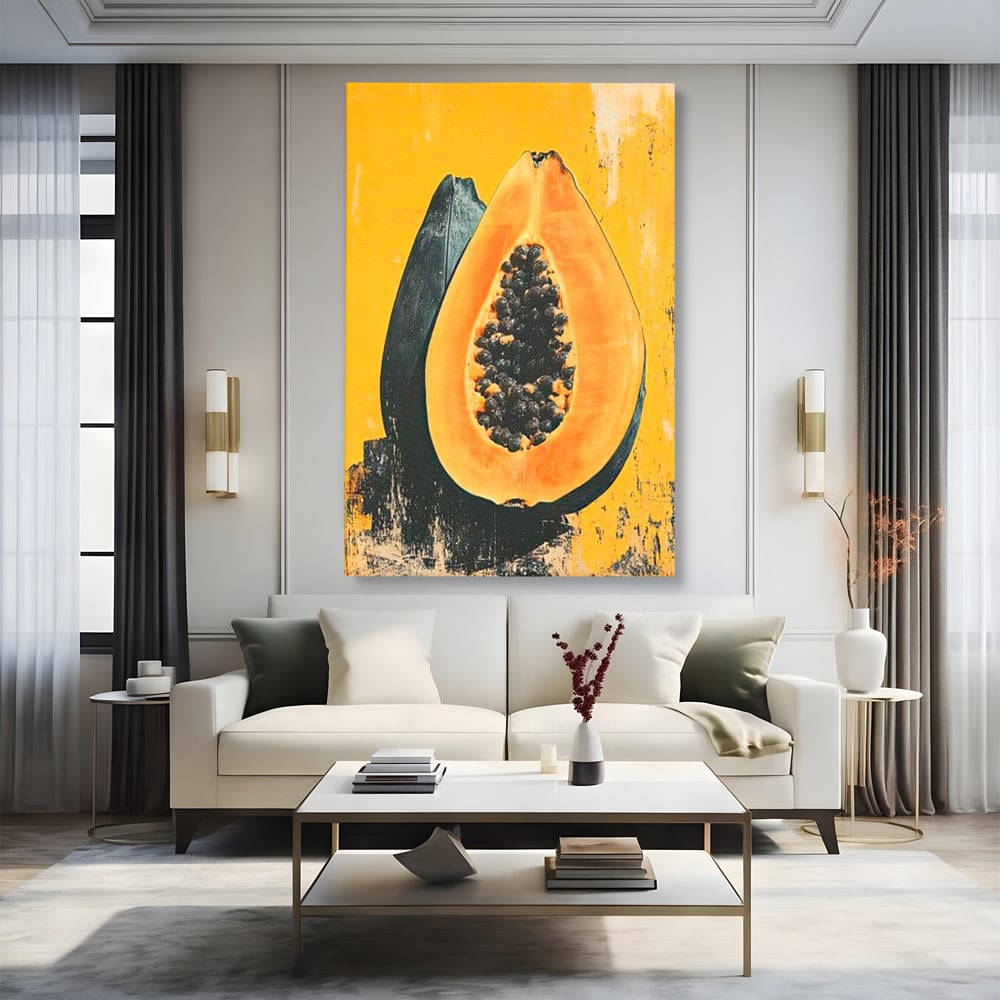 Tablou Canvas Premium, LuxCanva® N1147, Gigantul Papaya, Fruct, Exotic, Tropical, Delicios, Vacanta, Culori Vibrante, Energie, Vitamine, Restaurant, Bucatarie