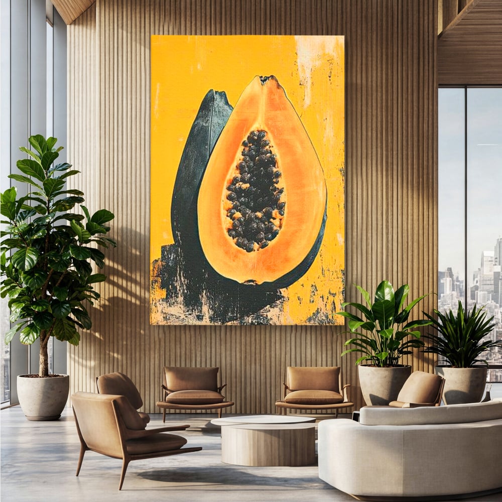 Tablou Canvas Premium, LuxCanva® N1147, Gigantul Papaya, Fruct, Exotic, Tropical, Delicios, Vacanta, Culori Vibrante, Energie, Vitamine, Restaurant, Bucatarie